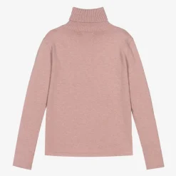 Mayoral Tops*Girls Pink Cotton Knit Roll Neck Sweater