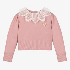 Angels Face Tops*Girls Pink Cotton Knit Sweater TeaRose