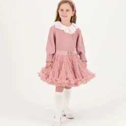 Angels Face Tops*Girls Pink Cotton Knit Sweater TeaRose