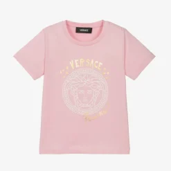 Versace Tops*Girls Pink Cotton Medusa T-Shirt