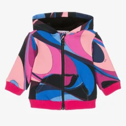 PUCCI Tops*Girls Pink Cotton Onde Zip-Up Top