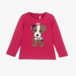 iDO Baby Tops*Girls Pink Cotton Puppy Top