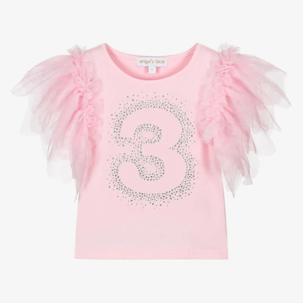 Angels Face Gifts|Tops*Girls Pink Cotton 3rd Birthday T-Shirt Fairypink