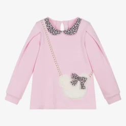 Balloon Chic Tops*Girls Pink Cotton Teddy Bag Top