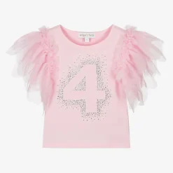 Angels Face Gifts*Girls Pink Cotton 4th Birthday T-Shirt Fairypink