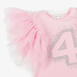 Angels Face Gifts*Girls Pink Cotton 4th Birthday T-Shirt Fairypink