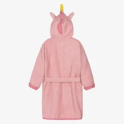 Playshoes Towels & Robes*Girls Pink Cotton Towelling Bathrobe
