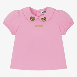 Moschino Baby Tops*Girls Pink Cotton T-Shirt