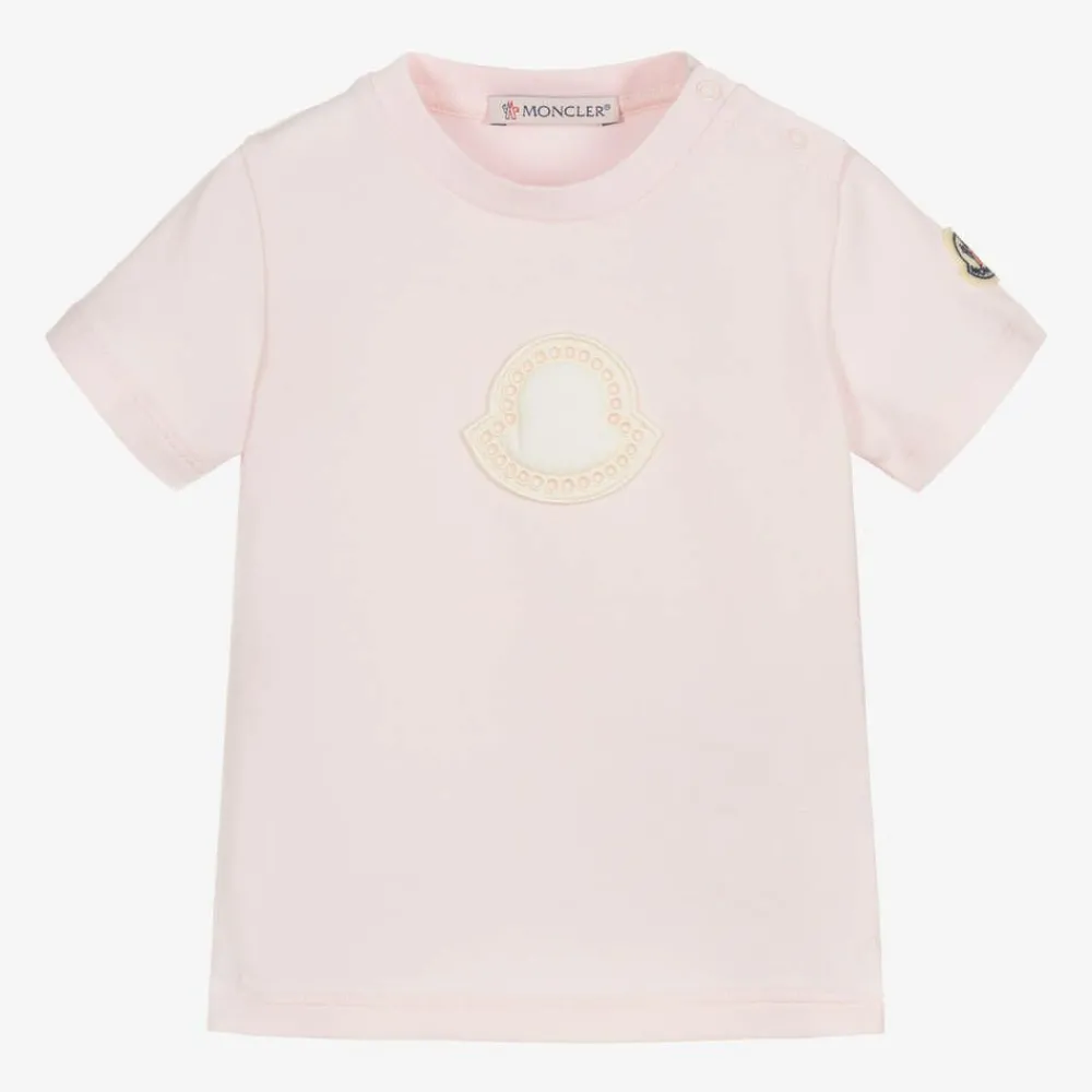 Moncler Enfant Tops*Girls Pink Cotton T-Shirt