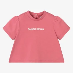 Emporio Armani Tops*Girls Pink Cotton T-Shirt