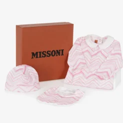 Missoni Gifts|Babysuits*Girls Pink Cotton Zigzag Babygrow Gift Set