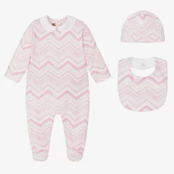 Missoni Gifts|Babysuits*Girls Pink Cotton Zigzag Babygrow Gift Set