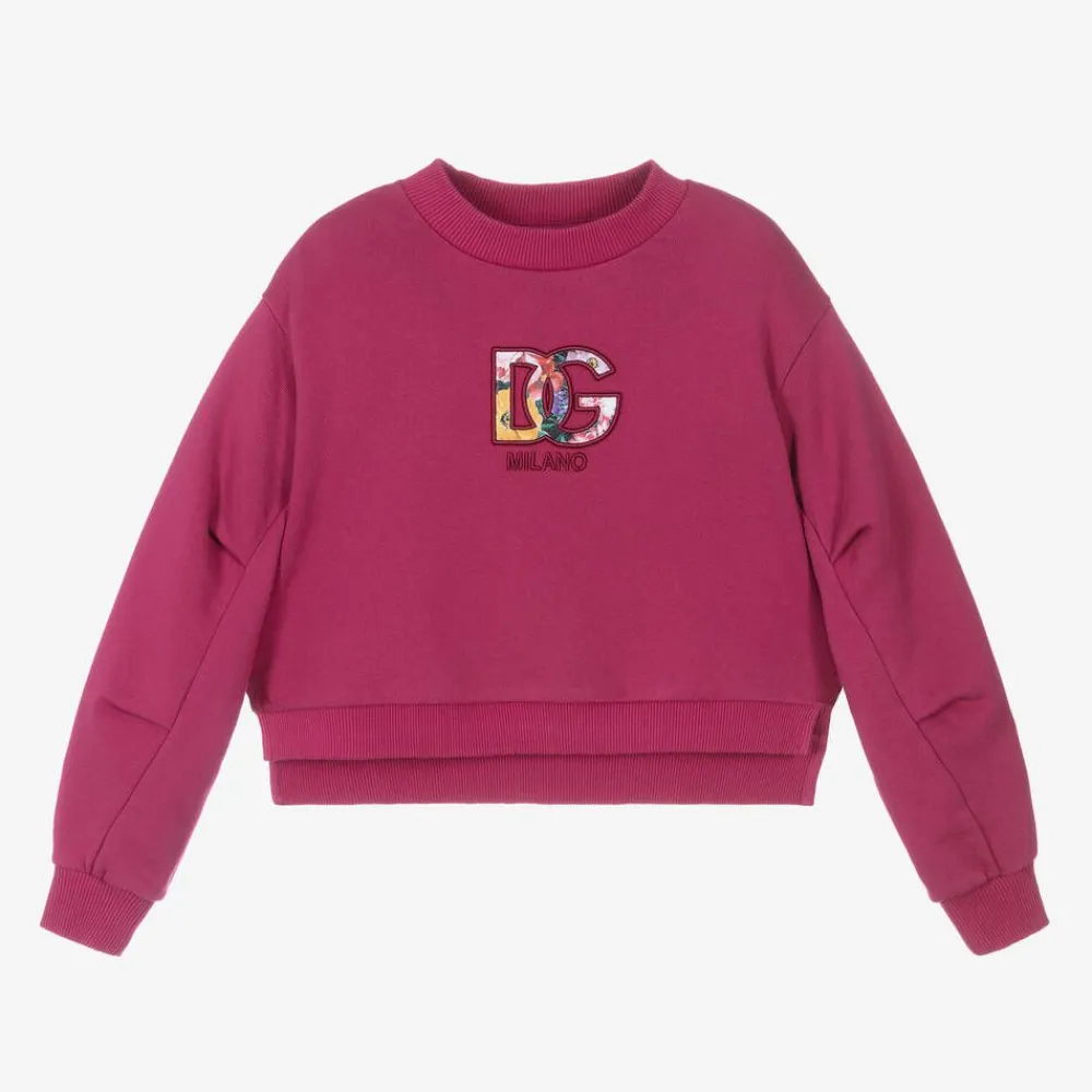 Dolce amp; Gabbana Tops*Girls Pink DG Cotton Sweatshirt