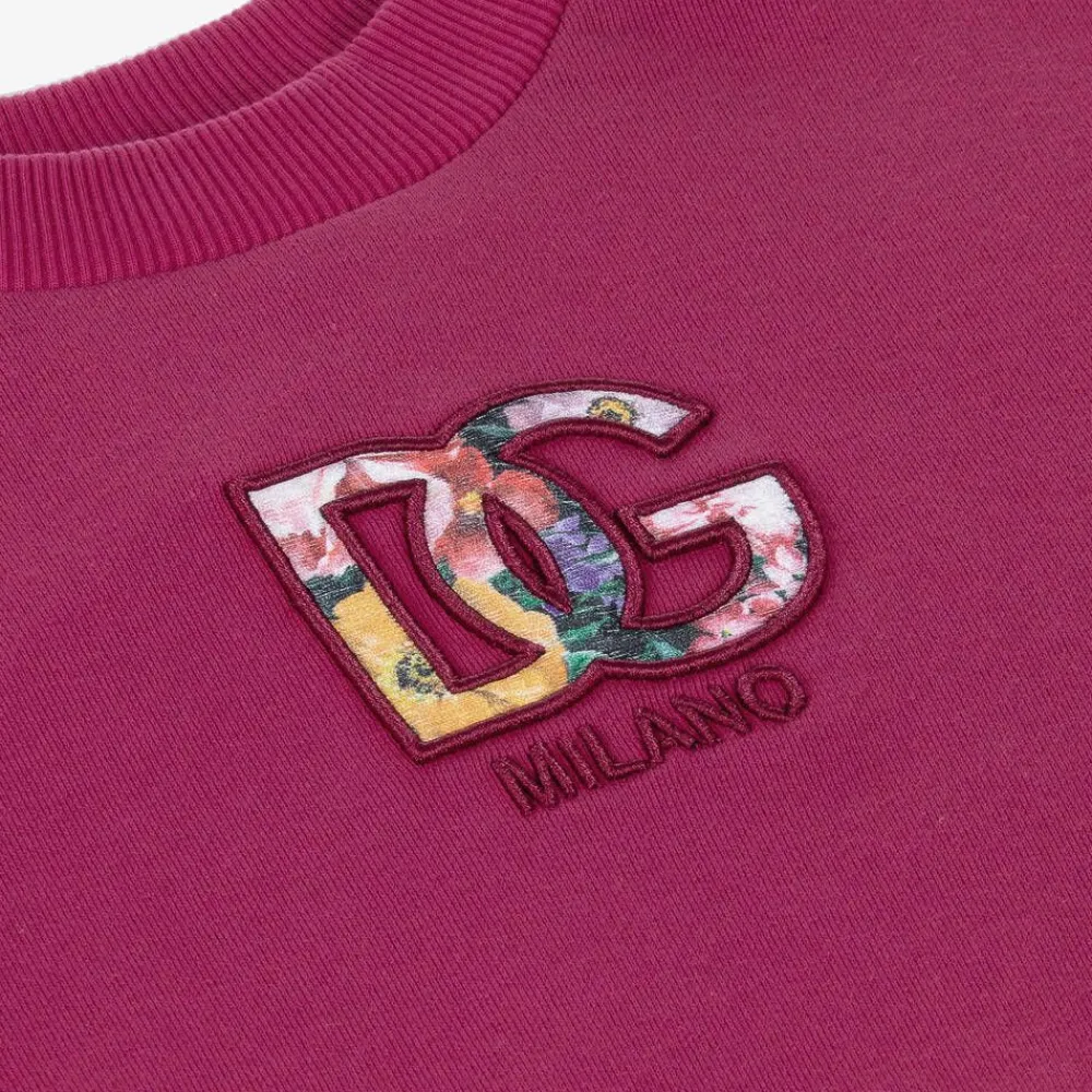 Dolce amp; Gabbana Tops*Girls Pink DG Cotton Sweatshirt