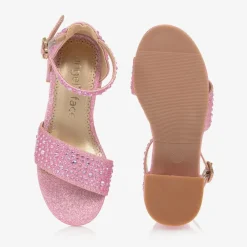 Angels Face Sandals|Sandals*Girls Diamanté Heeled Sandals Pink