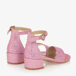 Angels Face Sandals|Sandals*Girls Diamanté Heeled Sandals Pink