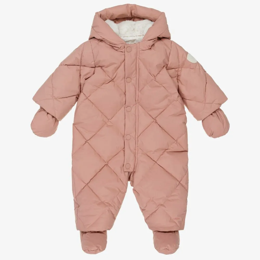 Bonpoint Snowwear*Girls Pink Down Padded Snowsuit