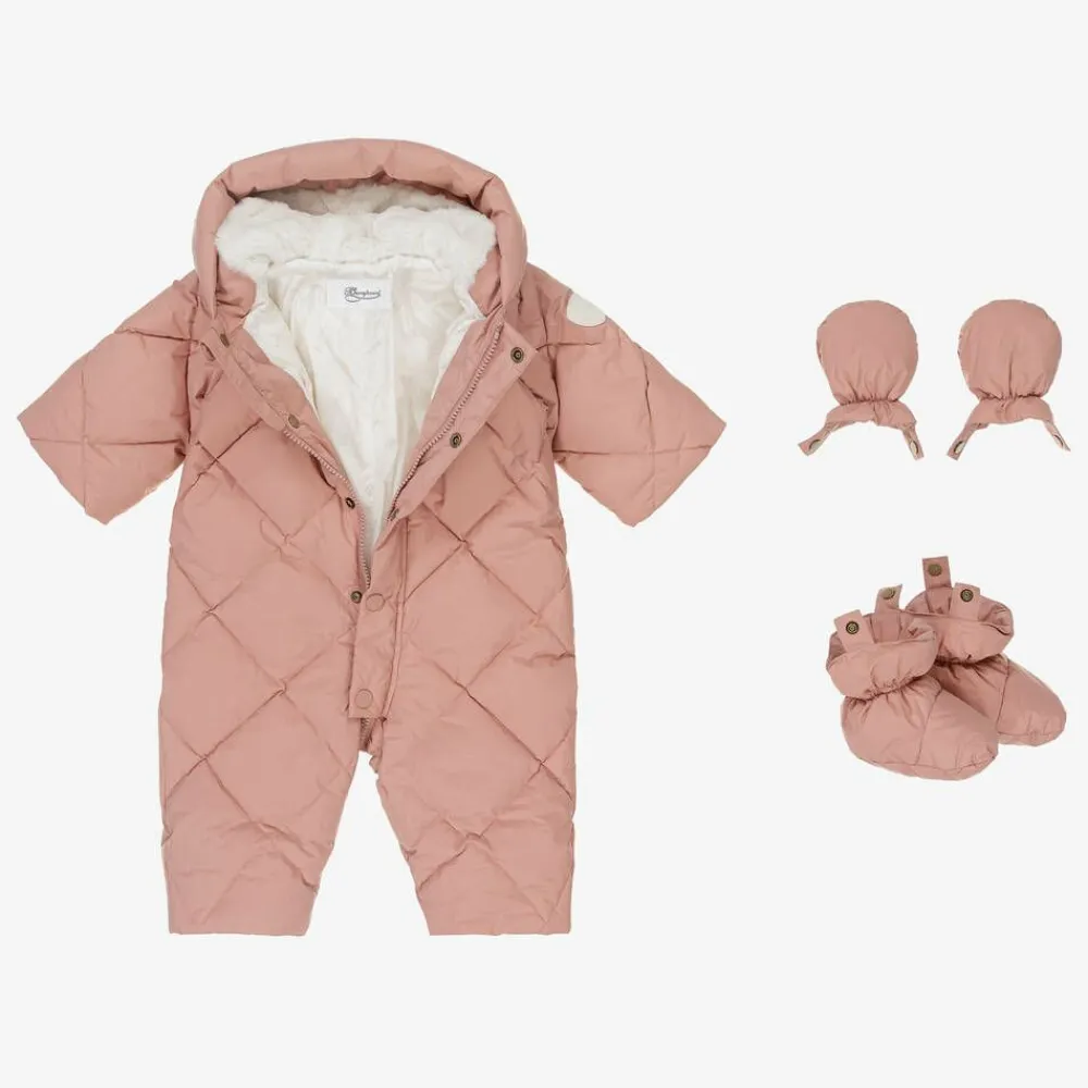 Bonpoint Snowwear*Girls Pink Down Padded Snowsuit