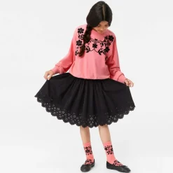 Molo Tops*Girls Pink Embroidered Cotton Sweatshirt FlamingoPlume