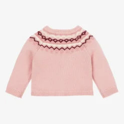 Babidu Tops*Girls Pink Fair Isle Cardigan