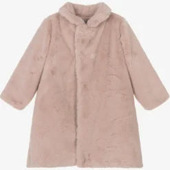 Mebi Coats & Jackets*Girls Pink Faux Fur Coat