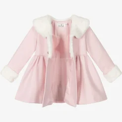 Beau KiD Coats & Jackets*Girls Pink Faux Fur Coat & Hat