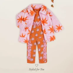 Stella McCartney Kids Coats & Jackets*Girls Pink Faux Fur Cosmic Stars Coat