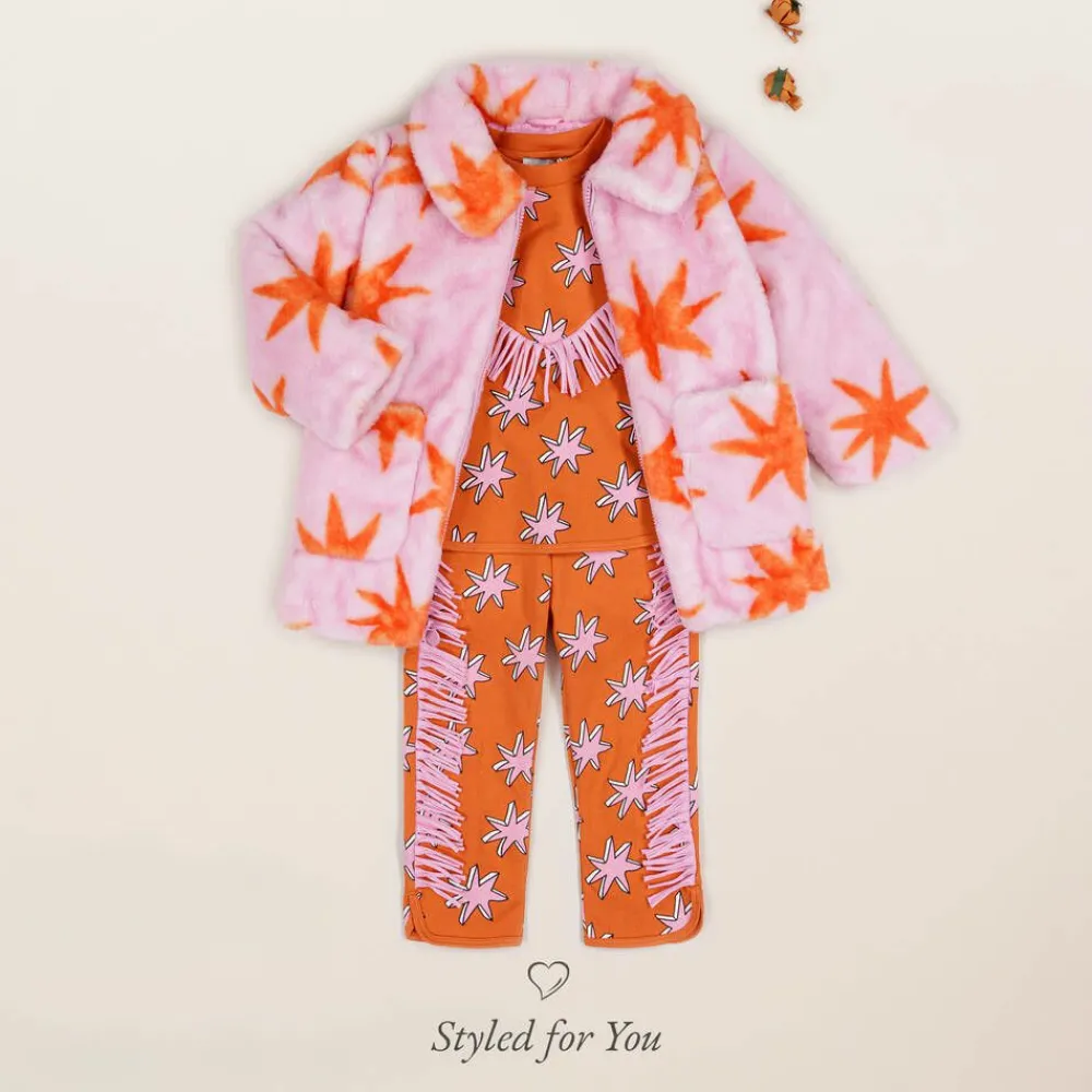 Stella McCartney Kids Coats & Jackets*Girls Pink Faux Fur Cosmic Stars Coat