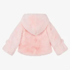 Bowtique London Coats & Jackets*Girls Pink Faux Fur Hooded Jacket