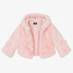 Bowtique London Coats & Jackets*Girls Pink Faux Fur Hooded Jacket
