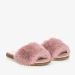 Age of Innocence Sliders|Sliders*Girls Pink Faux Fur Sliders