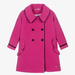 Piccola Speranza Coats & Jackets*Girls Pink Felted Wool Coat