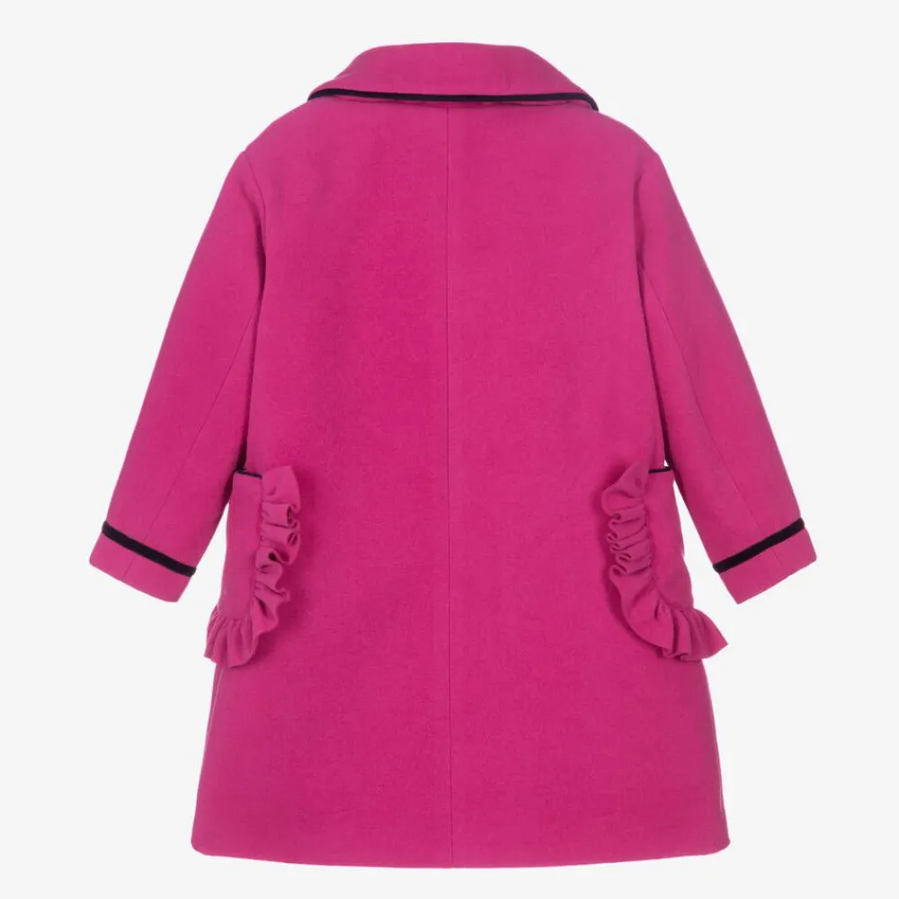 Piccola Speranza Coats & Jackets*Girls Pink Felted Wool Coat