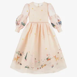 EIRENE Dresses*Girls Pink Festive Print Organza Dress