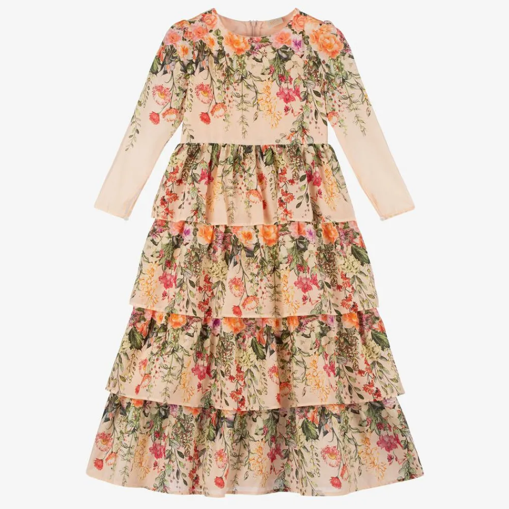 Marlo Kids Dresses*Girls Pink Floral Cotton Dress