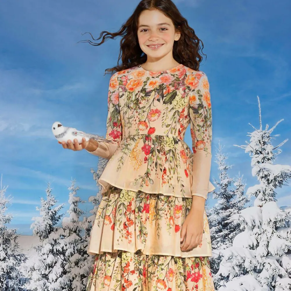 Marlo Kids Dresses*Girls Pink Floral Cotton Dress