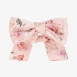 Patachou Hair Accessories*Girls Pink Floral Hair Bow Elastic