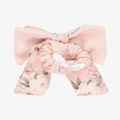 Patachou Hair Accessories*Girls Pink Floral Hair Bow Elastic