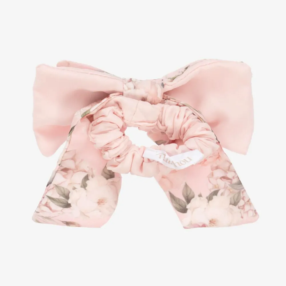 Patachou Hair Accessories*Girls Pink Floral Hair Bow Elastic