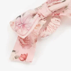 Patachou Hair Accessories*Girls Pink Floral Hair Bow Elastic