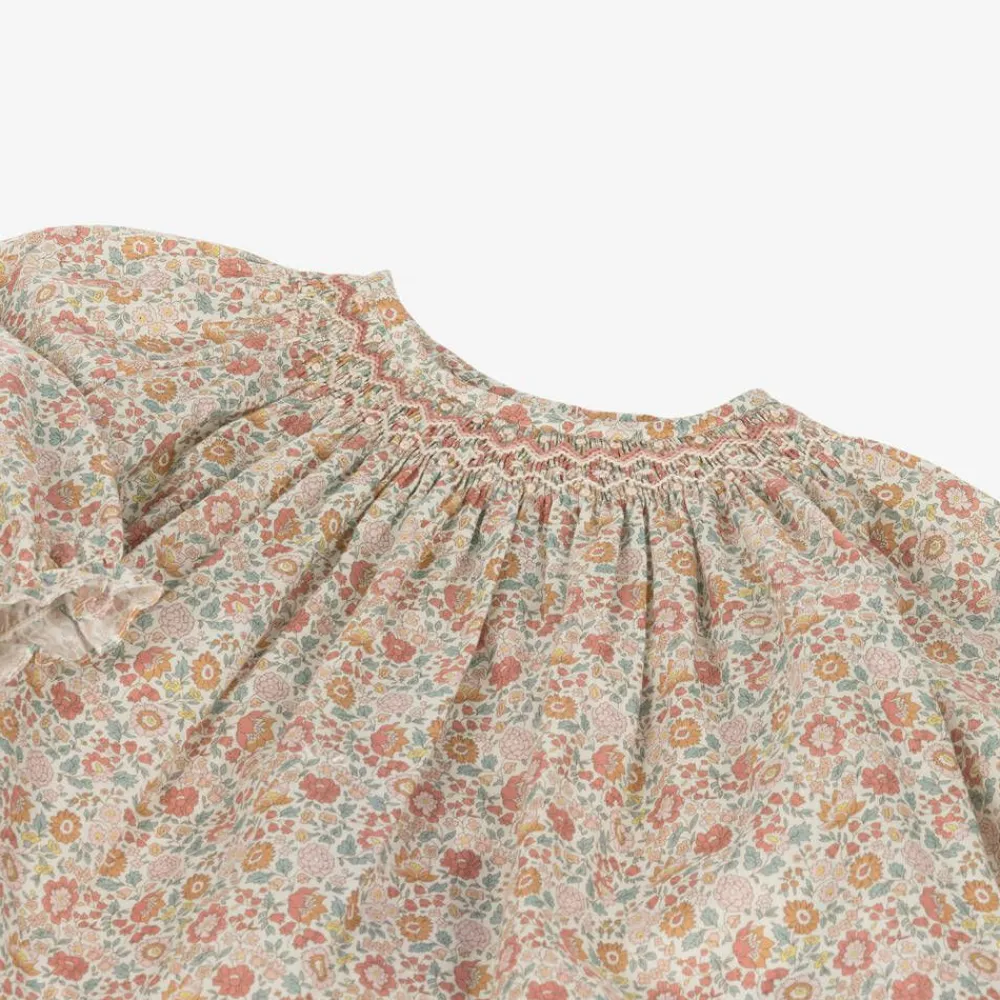 Bonpoint Tops*Girls Pink Floral Print Cotton Blouse