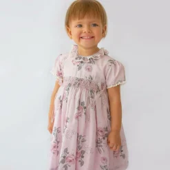 Pretty Originals Dresses*Girls Pink Floral Smocked Dress Set