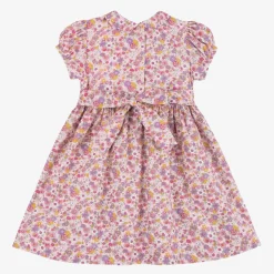 Rachel Riley Dresses*Girls Pink Floral Smocked Cotton Dress