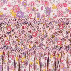 Rachel Riley Dresses*Girls Pink Floral Smocked Cotton Dress