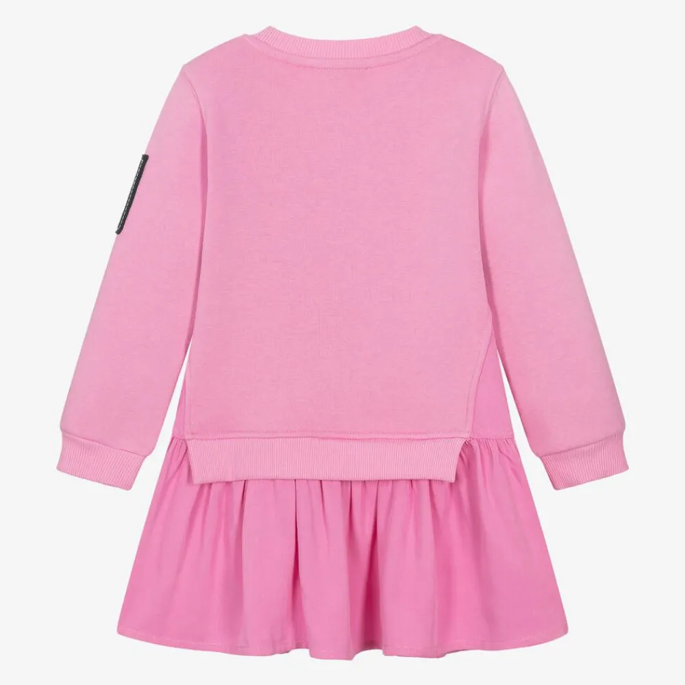 Monnalisa Dresses*Girls Pink Flower Print Sweatshirt Dress