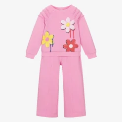 Monnalisa Tracksuits*Girls Pink Flower Print Tracksuit
