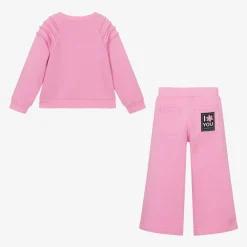 Monnalisa Tracksuits*Girls Pink Flower Print Tracksuit