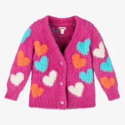 Hatley Tops*Girls Pink Fluffy Heart Cardigan