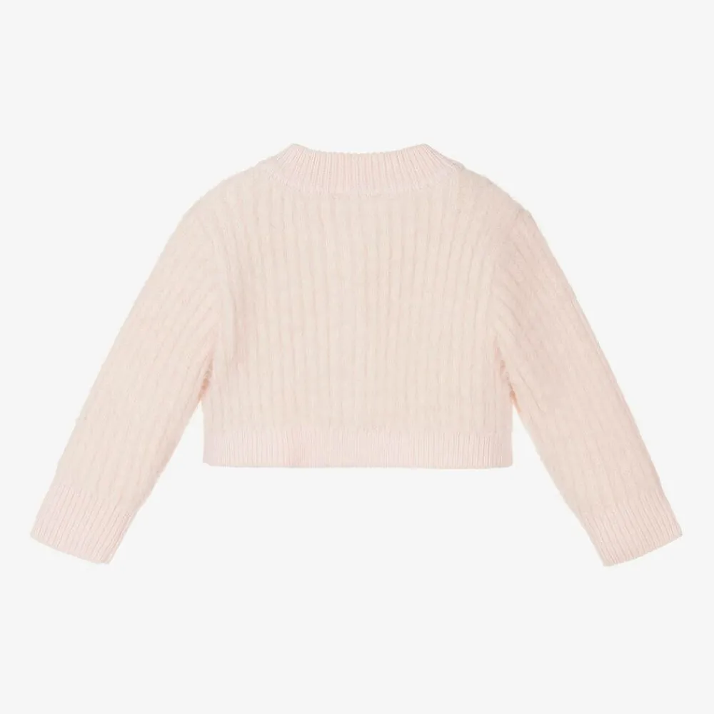Carrément Beau Tops*Girls Pink Fluffy Knit Cardigan