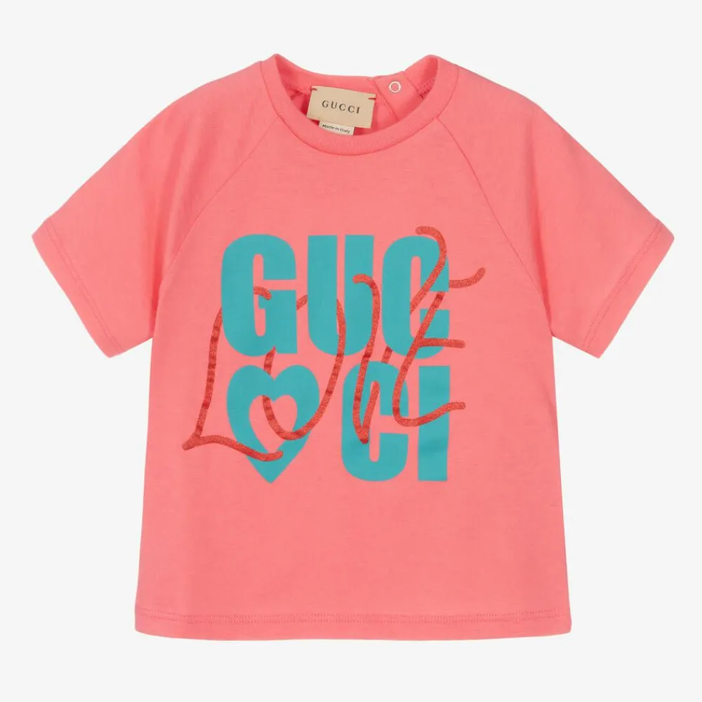 Gucci Tops*Girls Pink Love T-Shirt